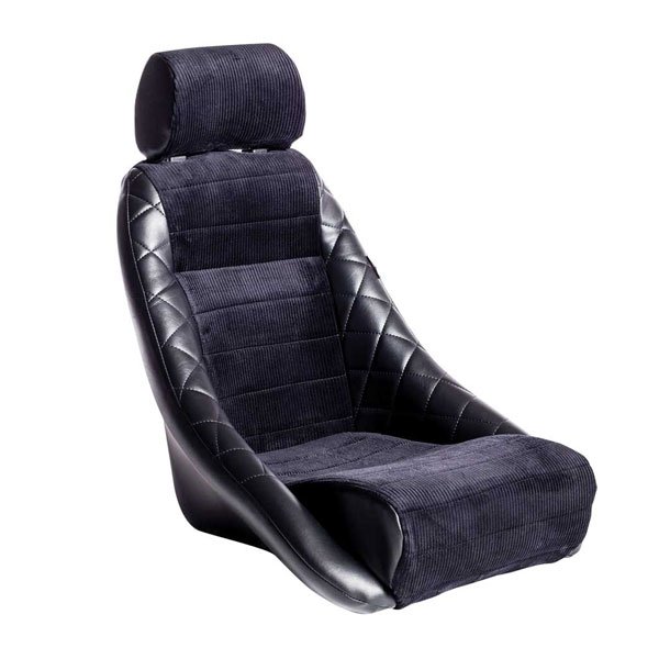 Corbeau Alpine Bucket Seat (Black Vinyl & Black Velvet - Large Size)