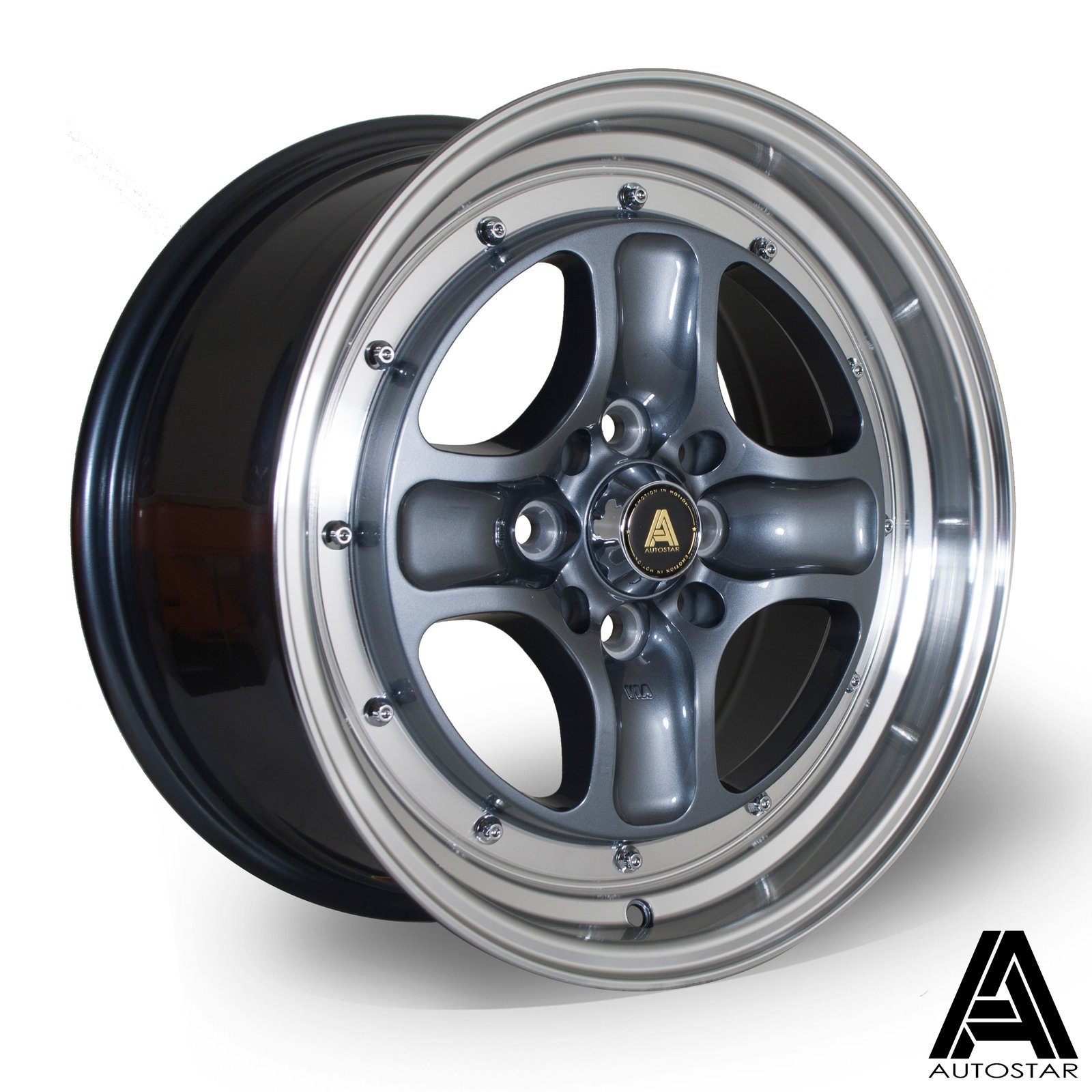 Autostar Classic 15x9" 4x100/114.3 ET0, Gloss Black, Polished Lip