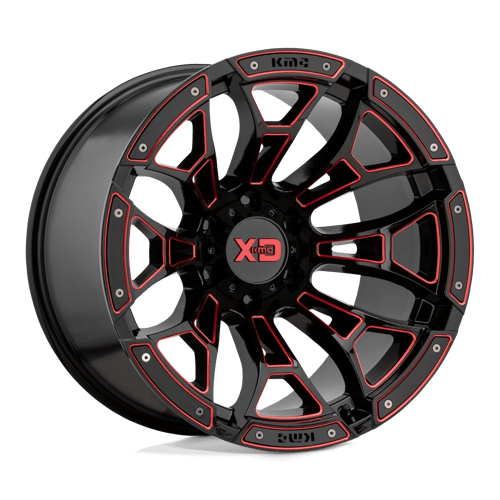 XD XD841 Boneyard 20X10 8x165.1 ET-36, Gloss Black Milled, Red Tint