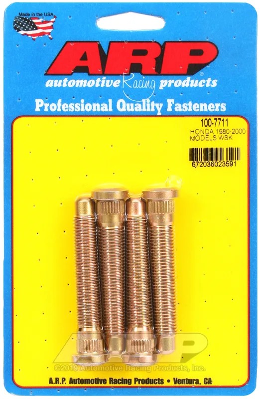 Set of 4 Longer & Reinforced Wheel Studs for Honda jusqu'à 1996 (M12x1.50, Length 72 mm)