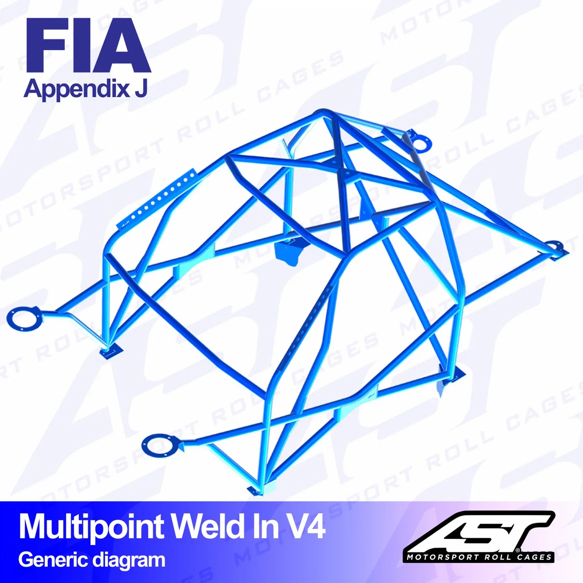 AST Rollcages V4 Weld-In 10-Point Roll Cage for VW Golf 4 3-Door, FWD - FIA - Image 2
