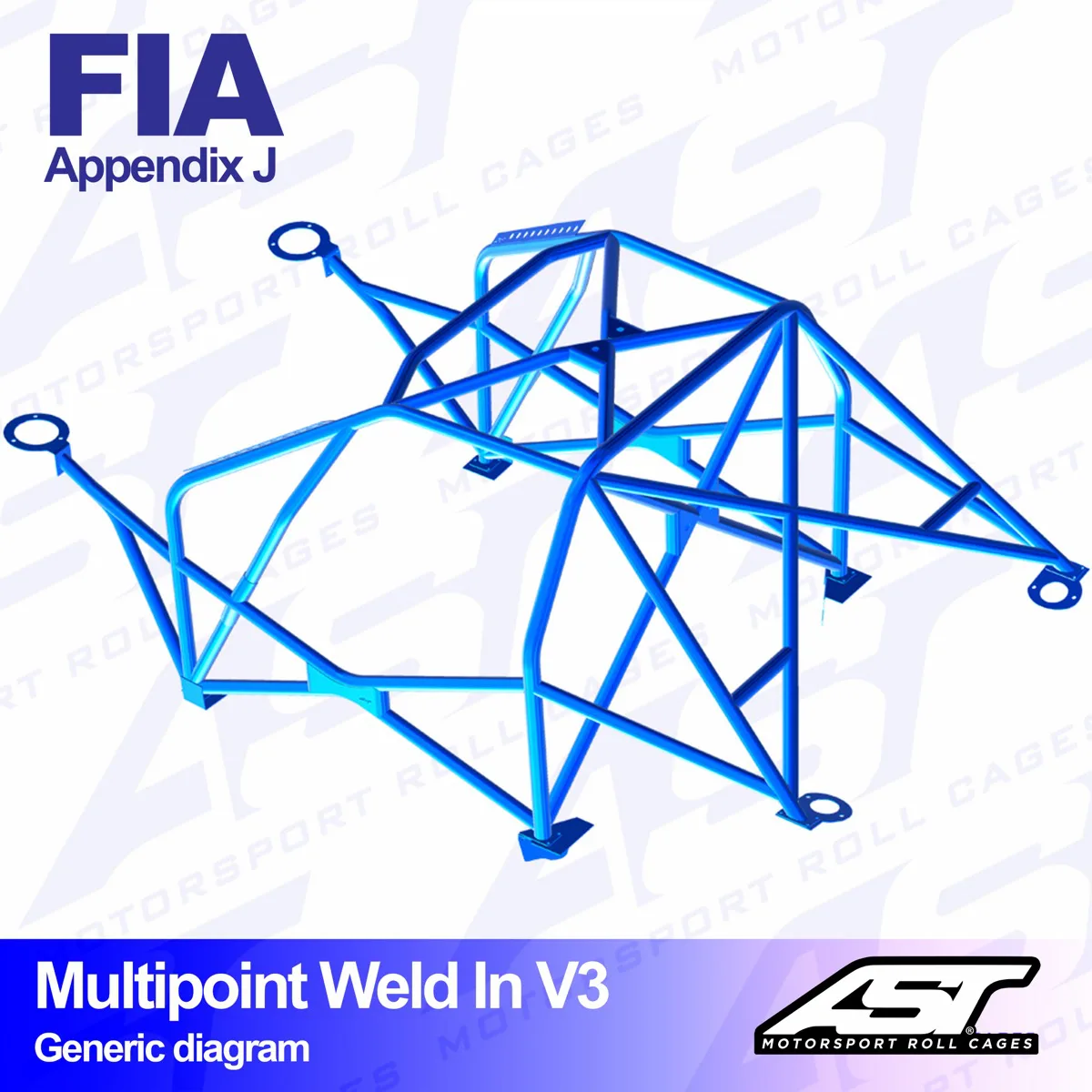 AST Rollcages V3 Weld-In 10-Point Roll Cage for Mitsubishi Lancer Evo 1 (I) - FIA