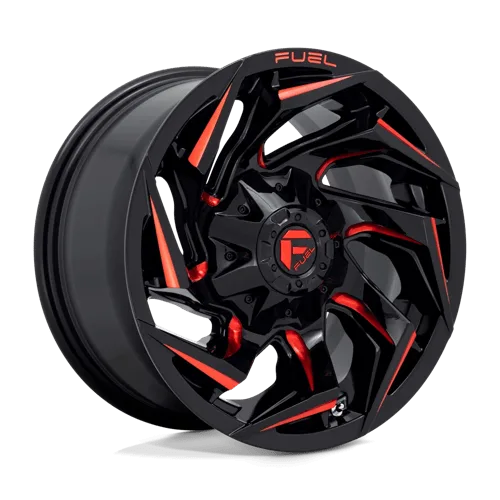 Fuel D755 Reaction 17X9 6x135/139.7 ET-12, Gloss Black Milled, Red Tint