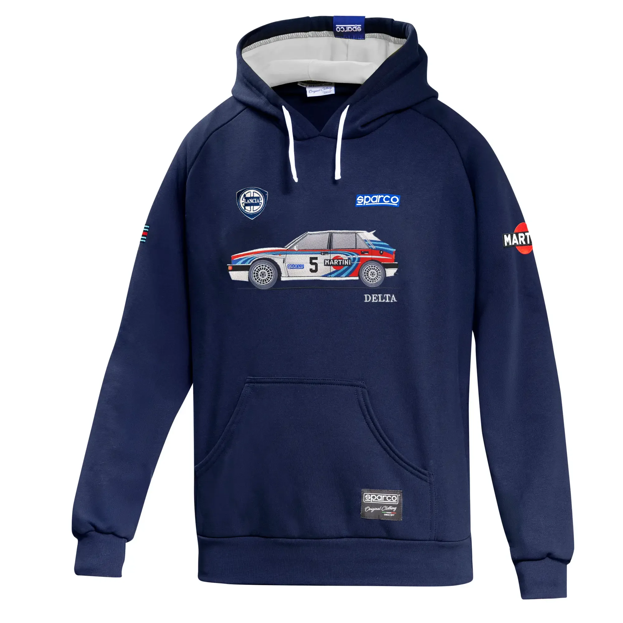Sparco Martini Racing Lancia Delta HF Integrale Hoodie, Navy Blue & White
