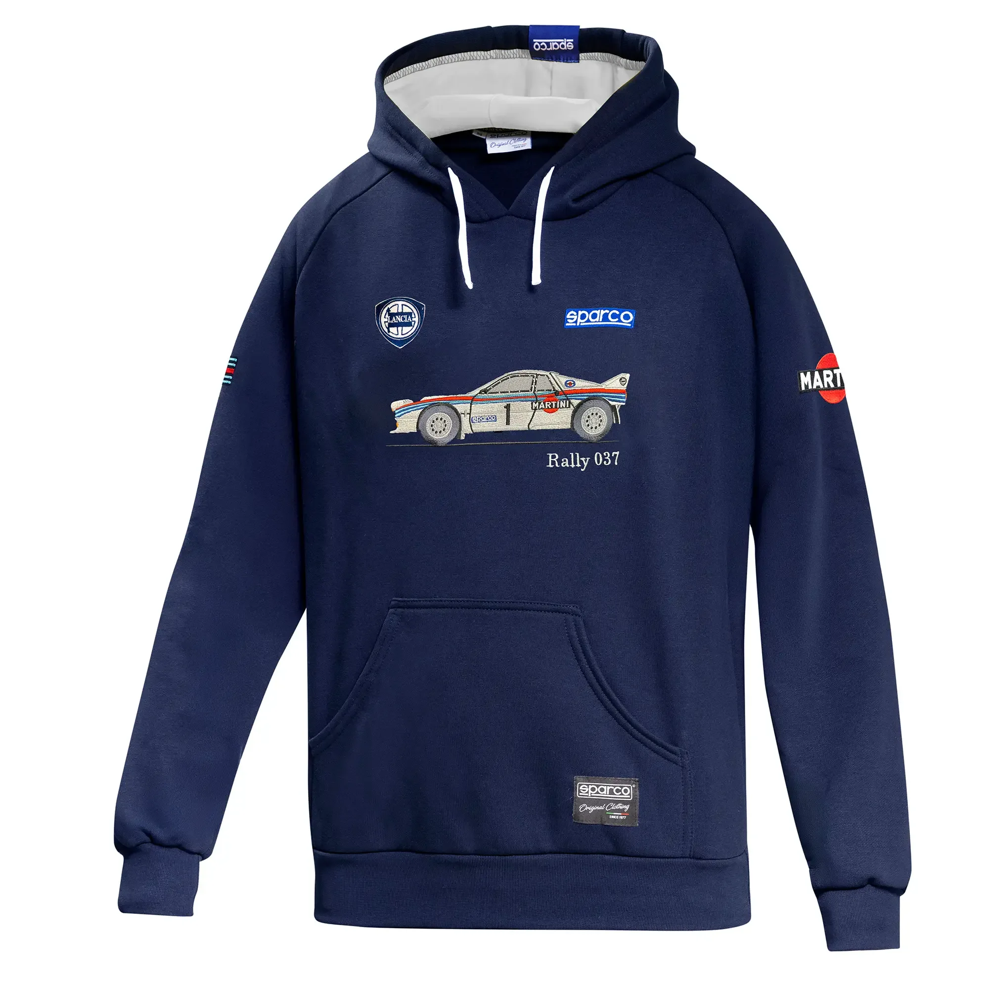 Sparco Martini Racing Lancia Rally 037 Hoodie, Navy Blue & White