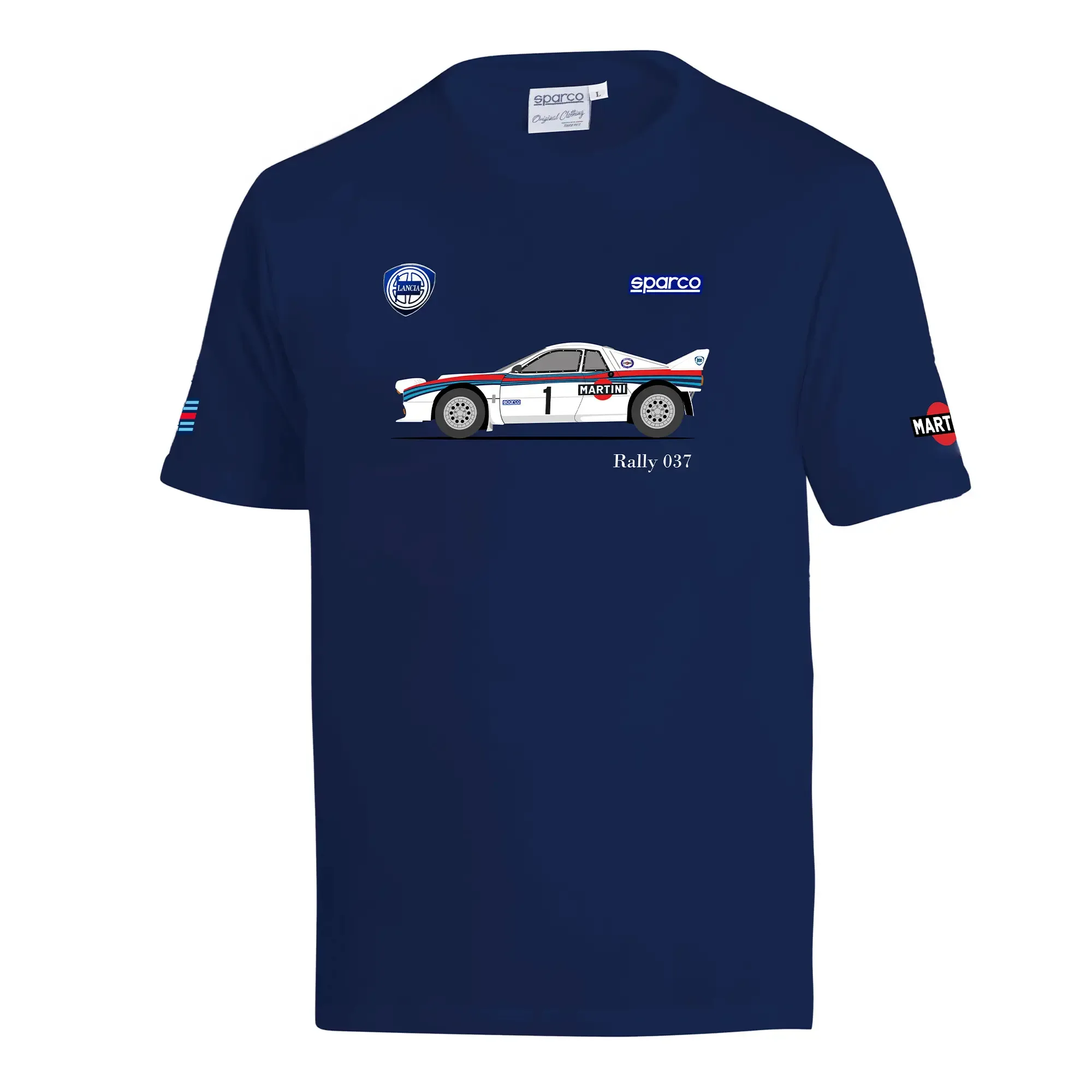 Sparco Martini Racing Lancia Rally 037 T-Shirt, Navy Blue