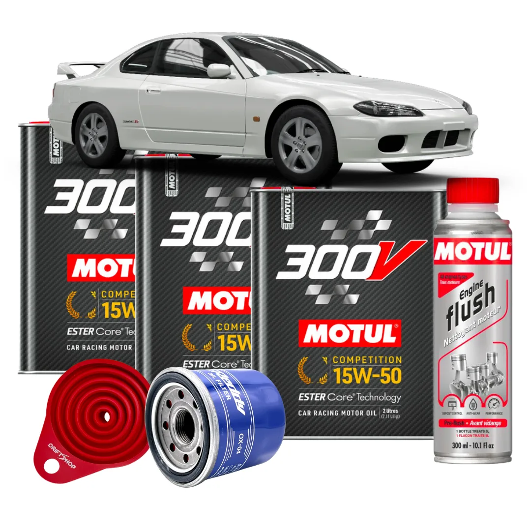 Nissan S15 Oil Change Kit (Motul 300V, Filter, Cleaner, Funnel)