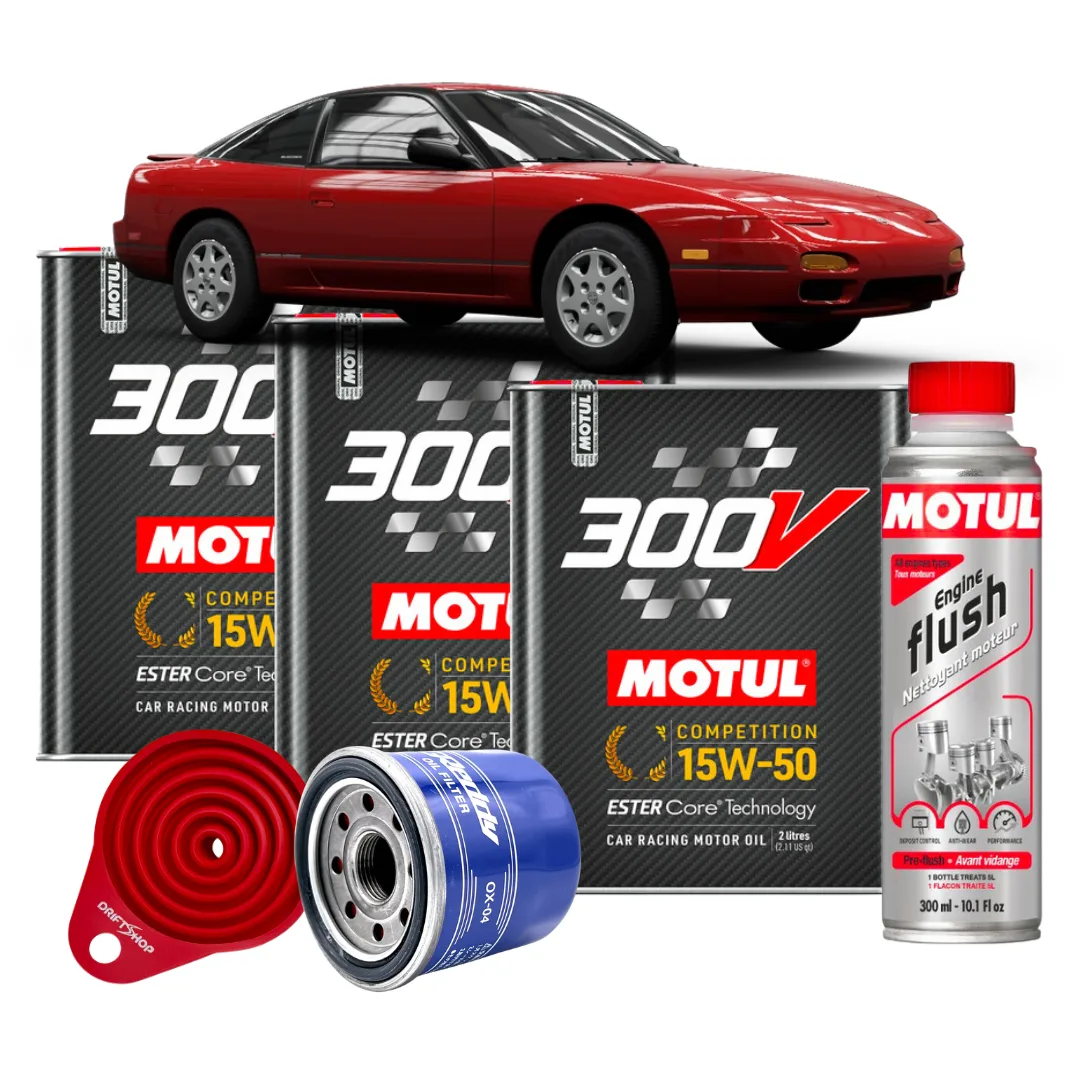 Nissan S13 Oil Change Kit (Motul 300V, Filter, Cleaner, Funnel)