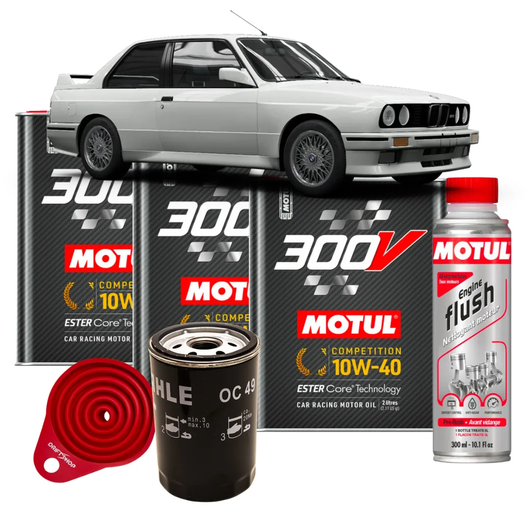 BMW E30 Oil Change Kit (Motul 300V, Oil Filter, Cleaner, Funnel)