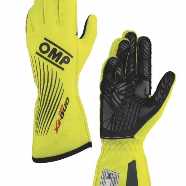 OMP ONE EVO FX Gloves Fluo Yellow (FIA)